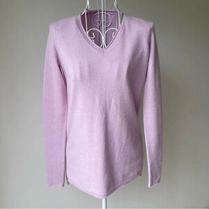Saks fifth avenue 100% cashmere v neck pullover sweater long sleeve lilac SZ XS